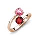 5 - Jianna 6.00 mm Cushion Red Garnet and Round Pink Tourmaline 2 Stone Promise Ring 