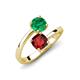 5 - Jianna 6.00 mm Cushion Red Garnet and Round Emerald 2 Stone Promise Ring 