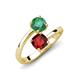 5 - Jianna 6.00 mm Cushion Red Garnet and Round Lab Created Alexandrite 2 Stone Promise Ring 