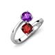 5 - Jianna 6.00 mm Cushion Red Garnet and Round Amethyst 2 Stone Promise Ring 