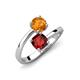 5 - Jianna 6.00 mm Cushion Red Garnet and Round Citrine 2 Stone Promise Ring 