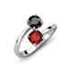 5 - Jianna 6.00 mm Cushion Red Garnet and Round Black Diamond 2 Stone Promise Ring 