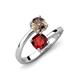 5 - Jianna 6.00 mm Cushion Red Garnet and Round Smoky Quartz 2 Stone Promise Ring 