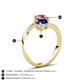 6 - Jianna 6.00 mm Cushion Lab Created Blue Sapphire and Round Pink Tourmaline 2 Stone Promise Ring 