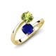 5 - Jianna 6.00 mm Cushion Lab Created Blue Sapphire and Round Peridot 2 Stone Promise Ring 