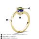 6 - Jianna 6.00 mm Cushion Lab Created Blue Sapphire and Round Peridot 2 Stone Promise Ring 