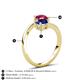 6 - Jianna 6.00 mm Cushion Lab Created Blue Sapphire and Round Ruby 2 Stone Promise Ring 