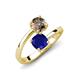 5 - Jianna 6.00 mm Cushion Lab Created Blue Sapphire and Round Smoky Quartz 2 Stone Promise Ring 