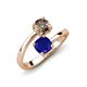 5 - Jianna 6.00 mm Cushion Lab Created Blue Sapphire and Round Smoky Quartz 2 Stone Promise Ring 