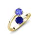 5 - Jianna 6.00 mm Cushion Lab Created Blue Sapphire and Round Tanzanite 2 Stone Promise Ring 