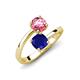 5 - Jianna 6.00 mm Cushion Lab Created Blue Sapphire and Round Pink Tourmaline 2 Stone Promise Ring 