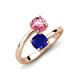 5 - Jianna 6.00 mm Cushion Lab Created Blue Sapphire and Round Pink Tourmaline 2 Stone Promise Ring 