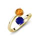 5 - Jianna 6.00 mm Cushion Lab Created Blue Sapphire and Round Citrine 2 Stone Promise Ring 