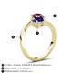 6 - Jianna 6.00 mm Cushion Lab Created Blue Sapphire and Round Rhodolite Garnet 2 Stone Promise Ring 