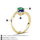 6 - Jianna 6.00 mm Cushion Lab Created Blue Sapphire and Round Emerald 2 Stone Promise Ring 