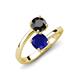 5 - Jianna 6.00 mm Cushion Lab Created Blue Sapphire and Round Black Diamond 2 Stone Promise Ring 