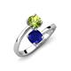 5 - Jianna 6.00 mm Cushion Lab Created Blue Sapphire and Round Peridot 2 Stone Promise Ring 