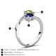 6 - Jianna 6.00 mm Cushion Lab Created Blue Sapphire and Round Peridot 2 Stone Promise Ring 