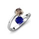 5 - Jianna 6.00 mm Cushion Lab Created Blue Sapphire and Round Smoky Quartz 2 Stone Promise Ring 