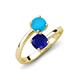 5 - Jianna 6.00 mm Cushion Lab Created Blue Sapphire and Round Turquoise 2 Stone Promise Ring 