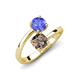 5 - Jianna 6.00 mm Cushion Smoky Quartz and Round Tanzanite 2 Stone Promise Ring 