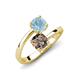 5 - Jianna 6.00 mm Cushion Smoky Quartz and Round Aquamarine 2 Stone Promise Ring 