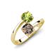 5 - Jianna 6.00 mm Cushion Smoky Quartz and Round Peridot 2 Stone Promise Ring 