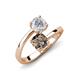 5 - Jianna 6.00 mm Cushion Smoky Quartz and Round White Sapphire 2 Stone Promise Ring 