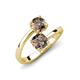 5 - Jianna 6.00 mm Cushion and Round Smoky Quartz 2 Stone Promise Ring 