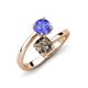 5 - Jianna 6.00 mm Cushion Smoky Quartz and Round Tanzanite 2 Stone Promise Ring 