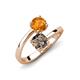 5 - Jianna 6.00 mm Cushion Smoky Quartz and Round Citrine 2 Stone Promise Ring 