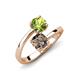 5 - Jianna 6.00 mm Cushion Smoky Quartz and Round Peridot 2 Stone Promise Ring 