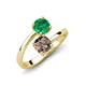 5 - Jianna 6.00 mm Cushion Smoky Quartz and Round Emerald 2 Stone Promise Ring 