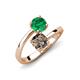 5 - Jianna 6.00 mm Cushion Smoky Quartz and Round Emerald 2 Stone Promise Ring 