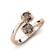 5 - Jianna 6.00 mm Cushion and Round Smoky Quartz 2 Stone Promise Ring 