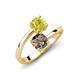 5 - Jianna 6.00 mm Cushion Smoky Quartz and Round Yellow Diamond 2 Stone Promise Ring 