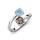 5 - Jianna 6.00 mm Cushion Smoky Quartz and Round Aquamarine 2 Stone Promise Ring 