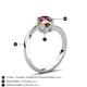 6 - Jianna 6.00 mm Cushion Smoky Quartz and Round Rhodolite Garnet 2 Stone Promise Ring 