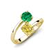 5 - Jianna 6.00 mm Cushion Lab Created Yellow Sapphire and Round Emerald 2 Stone Promise Ring 