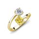 5 - Jianna 6.00 mm Cushion Lab Created Yellow Sapphire and Round White Sapphire 2 Stone Promise Ring 