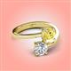 4 - Jianna 6.00 mm Cushion Lab Created Yellow Sapphire and GIA Certified Round Natural Diamond 2 Stone Promise Ring 