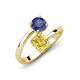 5 - Jianna 6.00 mm Cushion Lab Created Yellow Sapphire and Round Iolite 2 Stone Promise Ring 