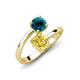 5 - Jianna 6.00 mm Cushion Lab Created Yellow Sapphire and Round Blue Diamond 2 Stone Promise Ring 