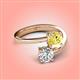 4 - Jianna 6.00 mm Cushion Lab Created Yellow Sapphire and GIA Certified Round Natural Diamond 2 Stone Promise Ring 