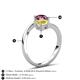 6 - Jianna 6.00 mm Cushion Lab Created Yellow Sapphire and Round Rhodolite Garnet 2 Stone Promise Ring 