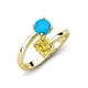 5 - Jianna 6.00 mm Cushion Lab Created Yellow Sapphire and Round Turquoise 2 Stone Promise Ring 