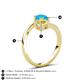 6 - Jianna 6.00 mm Cushion Lab Created Yellow Sapphire and Round Turquoise 2 Stone Promise Ring 