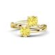 1 - Jianna 6.00 mm Cushion and Round Lab Created Yellow Sapphire 2 Stone Promise Ring 