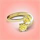 4 - Jianna 6.00 mm Cushion and Round Lab Created Yellow Sapphire 2 Stone Promise Ring 
