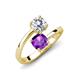 5 - Jianna 6.00 mm Cushion Amethyst and GIA Certified Round Natural Diamond 2 Stone Promise Ring 